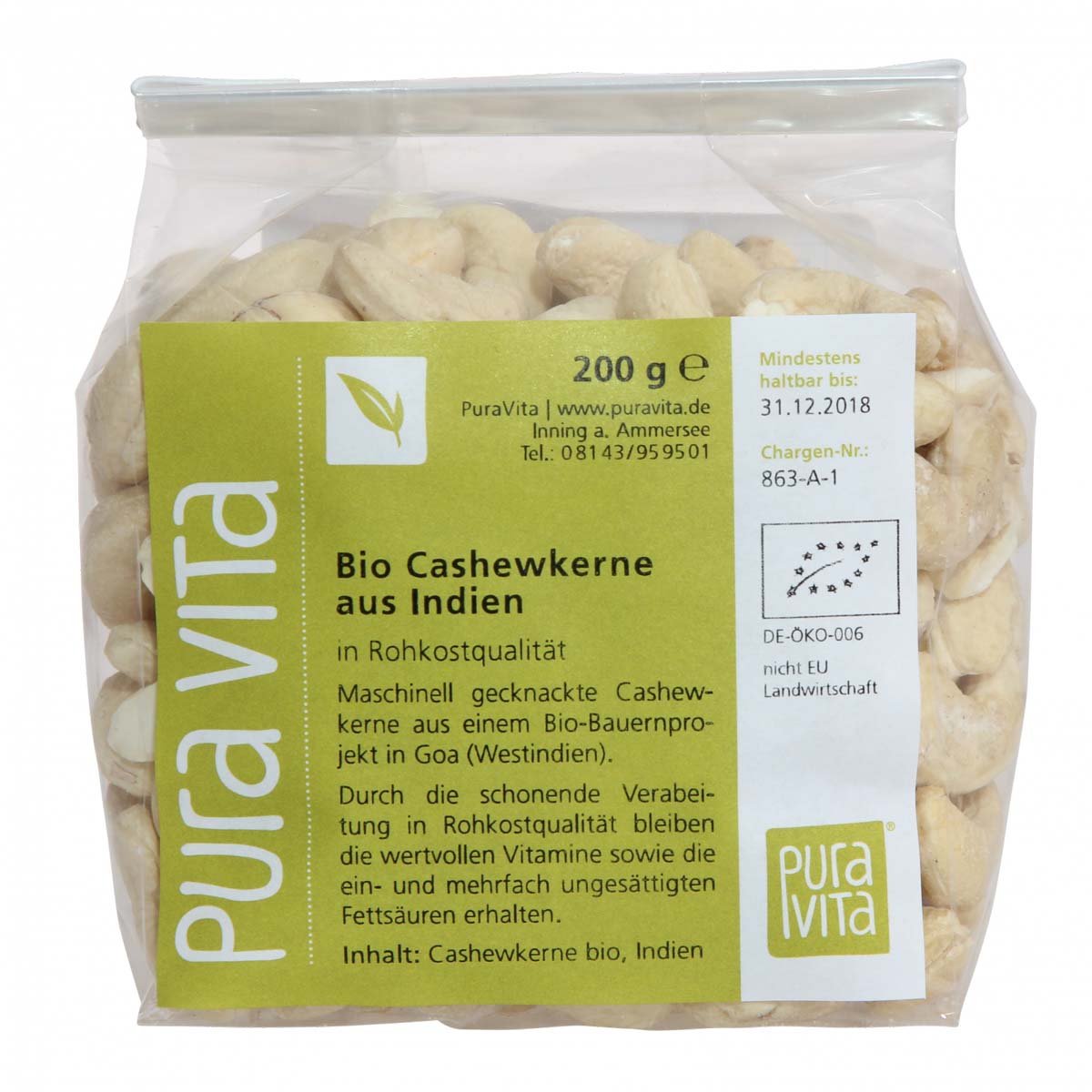 Cashewkerne Bio roh aus Indien 200 g