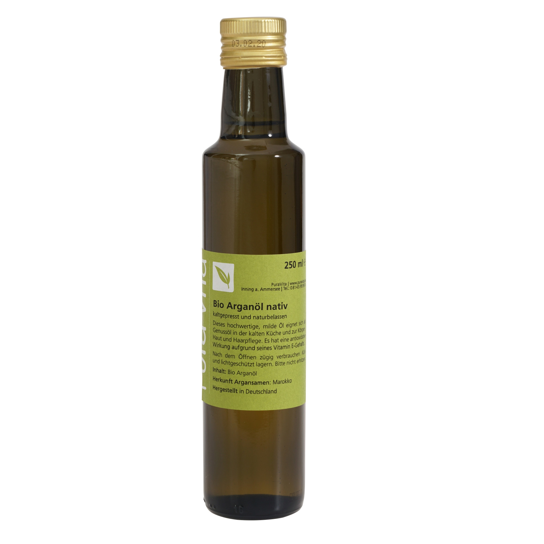 Arganöl nativ Bio aus ungerösteten Samen 250 ml