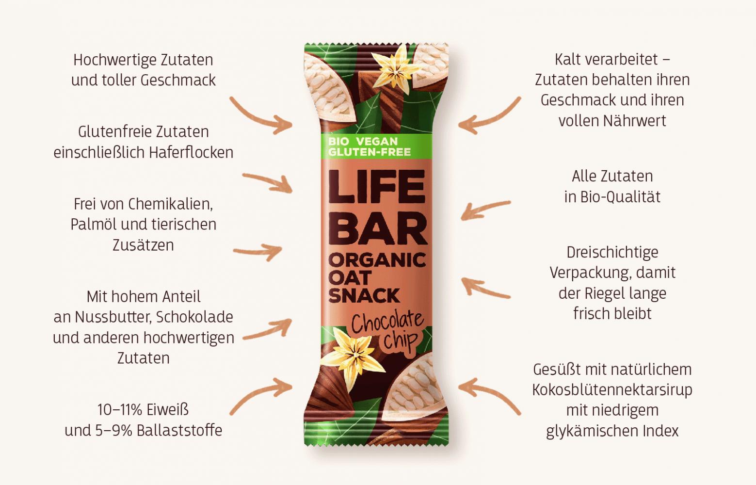 Hafer-Snack Lifebar Chocolate Chip Bio 40 g