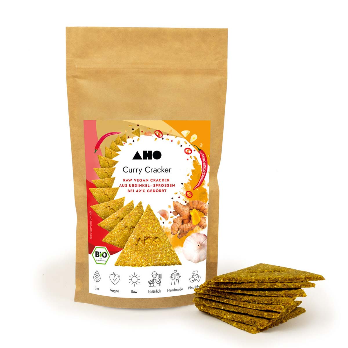 Cracker Curry Roh Bio, AHO 100 g