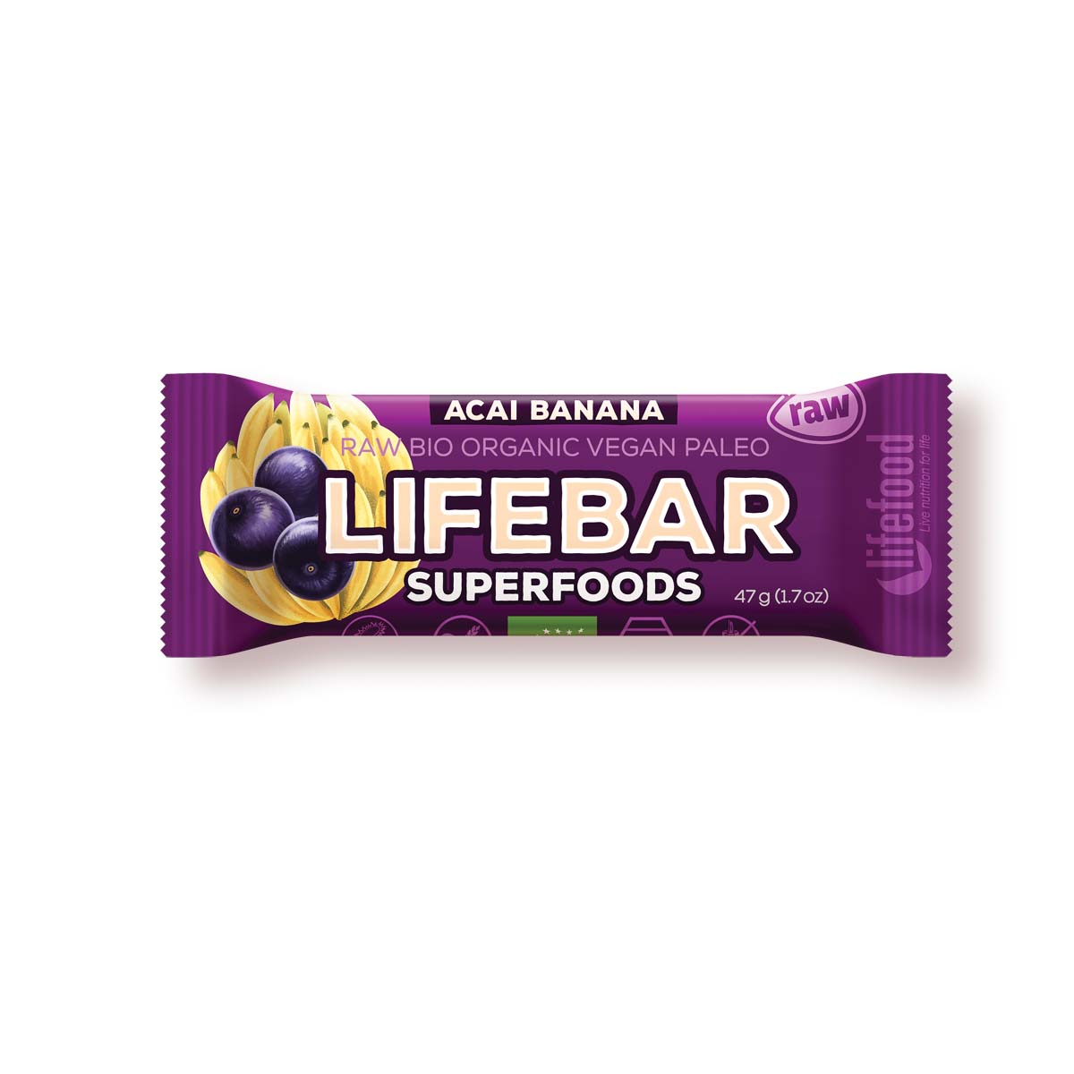 lifebar Superfoods - Acai + Banane, Riegel 47 g